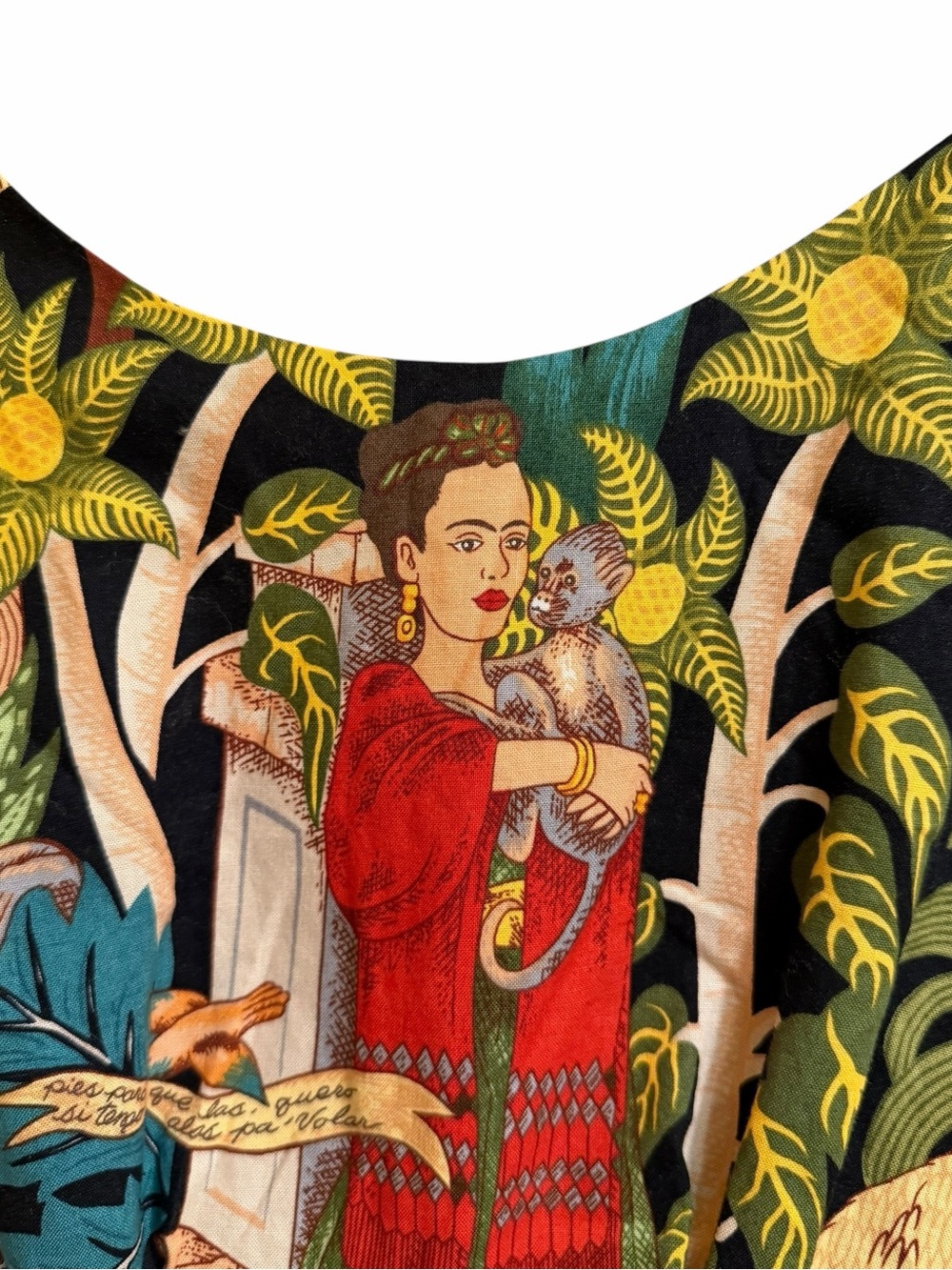 Hemet Frida Kahlo Mexican Folk Art Cotton Fit Flare Dress S Made USA - Picture 4 of 9